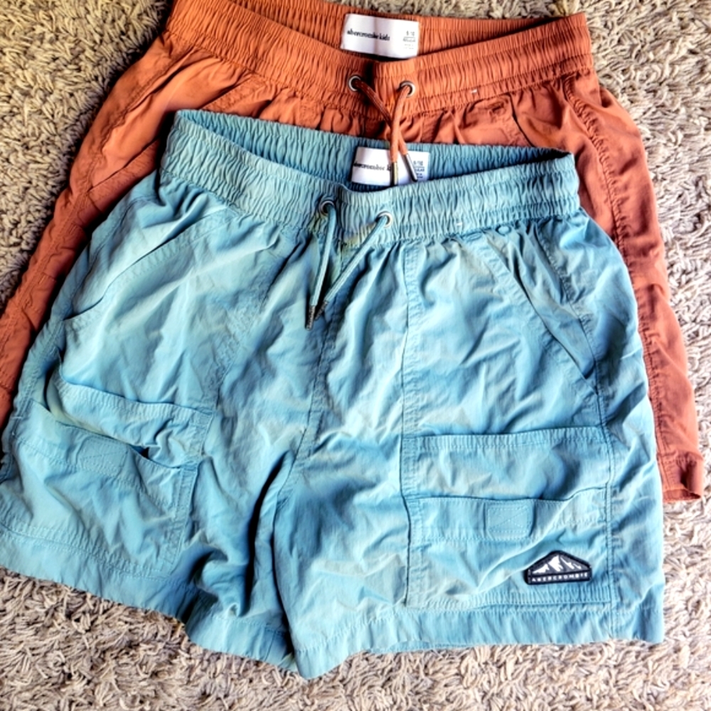 Abercrombie Kids Boys Athletic Blue and Orange Shorts Bundle Both In A Size(9-10